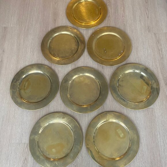 Mid-Century Danish Brass Coaster Dining Plates from Stelton, Set of 8 - Picture 7 of 10